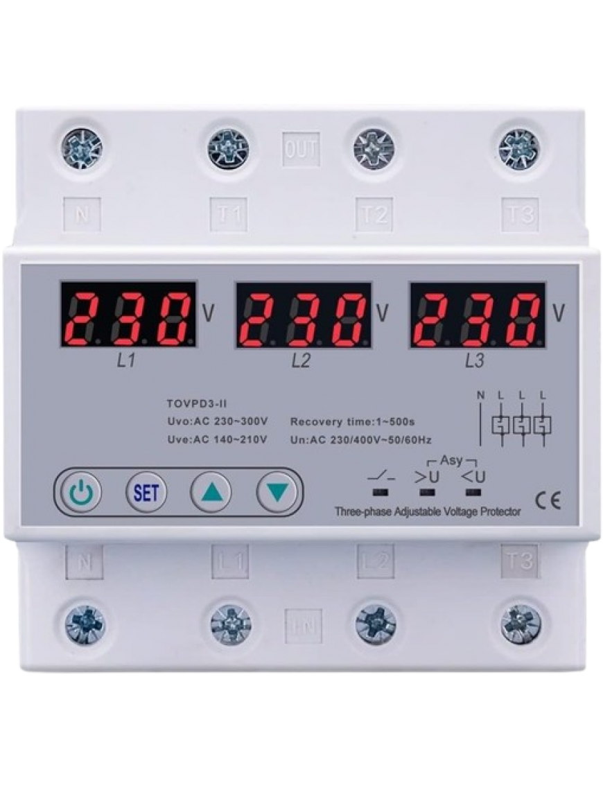 Voltage and Current Protection Device 3 pole High Load 380V 63A